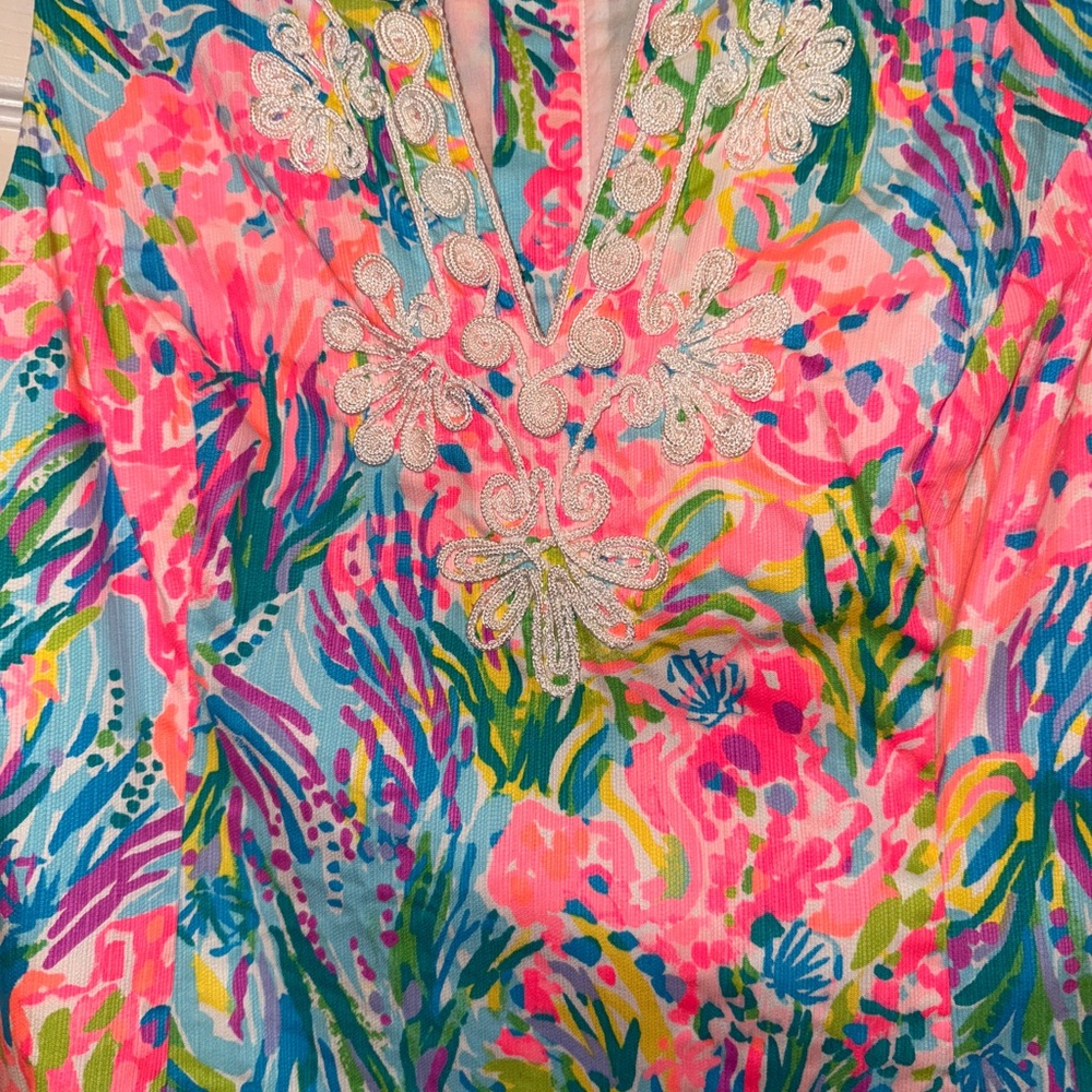 Lilly Pulitzer Gabby Fan Sea Pants Multi Corded Lace Detail Shift Dress - Picture 5 of 6